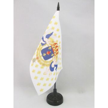 DRAPEAU DE TABLE ROYAUME DE FRANCE C?UR DE JÉSUS 21x14cm - PETIT DRAPEAUX DE BUREAU ROYALISTE ANCIEN RÉGIME SACRÉ C?UR - ROI 14 x 21 cm
