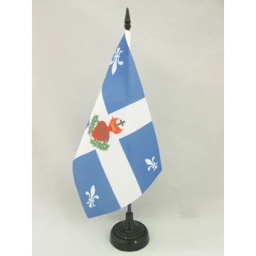 DRAPEAU DE TABLE QUÉBEC CARILLON SACRÉ C?UR 21x14cm - PETIT DRAPEAUX DE BUREAU QUÉBÉCOIS FLEUR DE LYS 14 x 21 cm