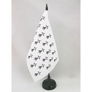 DRAPEAU DE TABLE PROVINCE DE BRETAGNE 21x14cm - PETIT DRAPEAUX DE BUREAU HISTORIQUE BRETON 14 x 21 cm