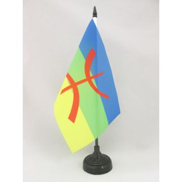 DRAPEAU DE TABLE KABYLIE 21x14cm - PETIT DRAPEAUX DE BUREAU KABYLE - ALGÉRIE BERBÈRE 14 x 21 cm