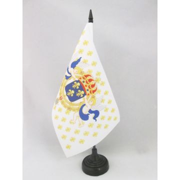 DRAPEAU DE TABLE ROI DE FRANCE FLEUR DE LYS 21x14cm - PETIT DRAPEAUX DE BUREAU ROYALISTE FRANÇAIS 14 x 21 cm
