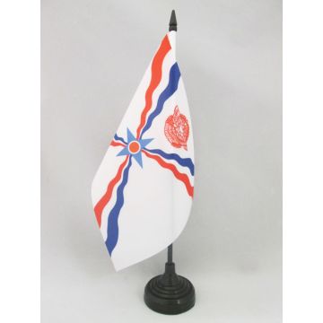 DRAPEAU DE TABLE ASSYRIE NOUVEAU 21x14cm - PETIT DRAPEAUX DE BUREAU ASSYRIEN 14 x 21 cm