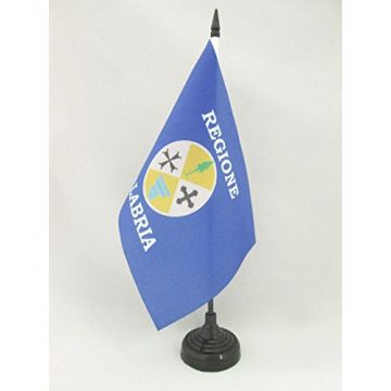 DRAPEAU DE TABLE CALABRE 21x14cm - PETIT DRAPEAUX DE BUREAU CALABRAIS - CALABRIA - ITALIE 14 x 21 cm