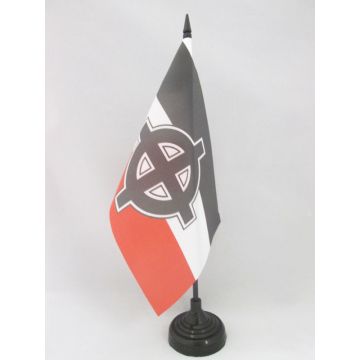 DRAPEAU DE TABLE EMPIRE ALLEMAND CROIX CELTIQUE 21x14cm - PETIT DRAPEAUX DE BUREAU NATIONALISTE ALLEMAGNE 14 x 21 cm