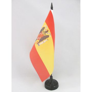 DRAPEAU DE TABLE ESPAGNE FRANCO 1938-1945 21x14cm - PETIT DRAPEAUX DE BUREAU ESPAGNOL FRANQUISTE 14 x 21 cm