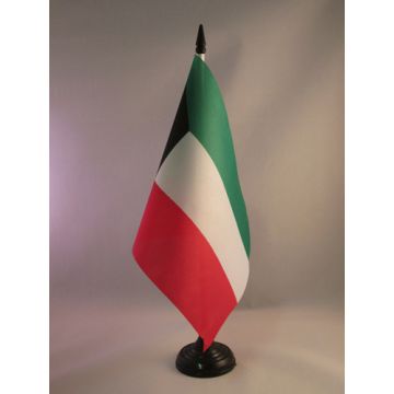 DRAPEAU DE TABLE KOWEÏT 21x14cm - PETIT DRAPEAUX DE BUREAU KOWEÏTIEN 14 x 21 cm