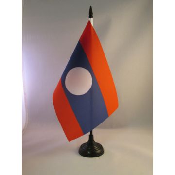 DRAPEAU DE TABLE LAOS 21x14cm - PETIT DRAPEAUX DE BUREAU LAOSIEN 14 x 21 cm