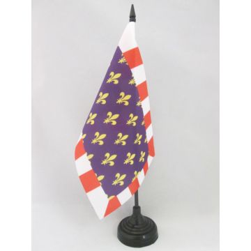 DRAPEAU DE TABLE PROVINCE DE TOURAINE 21x14cm - PETIT DRAPEAUX DE BUREAU TOURS - FRANCE 14 x 21 cm