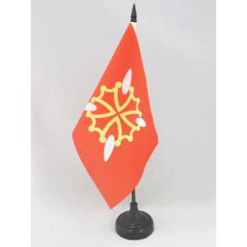DRAPEAU DE TABLE HAUTE-GARONNE 21x14cm - PETIT DRAPEAUX DE BUREAU DÉPARTEMENT FRANÇAIS - MIDI-PYRÉNÉES 14 x 21 cm