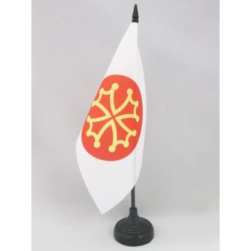 DRAPEAU DE TABLE HÉRAULT 21x14cm - PETIT DRAPEAUX DE BUREAU DÉPARTEMENT FRANÇAIS - LANGUEDOC-ROUSSILLON 14 x 21 cm