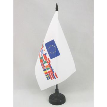 DRAPEAU DE TABLE UNION EUROPÉENNE 28 PAYS 21x14cm - PETIT DRAPEAUX DE BUREAU PAYS D\'EUROPE - UE 14 x 21 cm