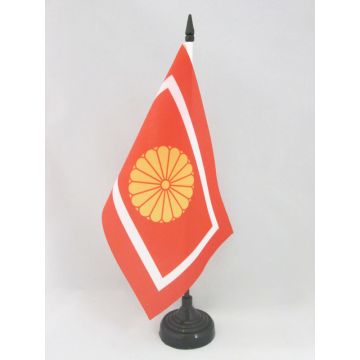 DRAPEAU DE TABLE PRINCE HÉRITIER DU JAPON KOTAISHI 21x14cm - PETIT DRAPEAUX DE BUREAU IMPÉRIAL JAPONAIS 14 x 21 cm