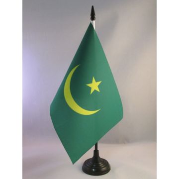 DRAPEAU DE TABLE MAURITANIE 21x14cm - PETIT DRAPEAUX DE BUREAU MAURITANIEN 14 x 21 cm