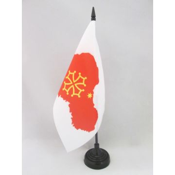 DRAPEAU DE TABLE OCCITANIE CARTE 21x14cm - PETIT DRAPEAUX DE BUREAU OCCITAN - FRANCE 14 x 21 cm