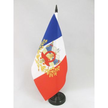 DRAPEAU DE TABLE FRANCE ARMOIRIES 3ÈME RÉPUBLIQUE 21x14cm - PETIT DRAPEAUX DE BUREAU FRANÇAIS EMBLÈME 1898 14 x 21 cm