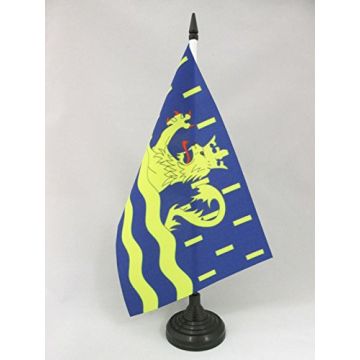 DRAPEAU DE TABLE DOUBS 21x14cm - PETIT DRAPEAUX DE BUREAU DÉPARTEMENT DOUBISTE 14 x 21 cm