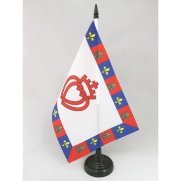 DRAPEAU DE TABLE ARMOIRIES DE LA VENDÉE 21x14cm - PETIT DRAPEAUX DE BUREAU VENDÉEN CATHOLIQUE 14 x 21 cm