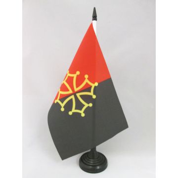 DRAPEAU DE TABLE OCCITANIE TOLOSA 21x14cm - PETIT DRAPEAUX DE BUREAU OCCITAN 14 x 21 cm