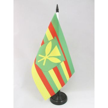 DRAPEAU DE TABLE HAWAII KANAKA MAOLI 21x14cm - PETIT DRAPEAUX DE BUREAU HAWAÏEN KANAK 14 x 21 cm
