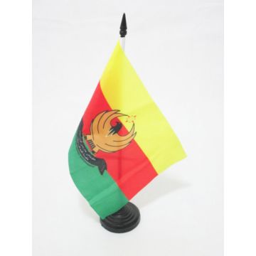 DRAPEAU DE TABLE KURDISTAN SYRIEN 21x14cm - PETIT DRAPEAUX DE BUREAU ROJAVA EN KURDISTAN-OCCIDENTAL 14 x 21 cm