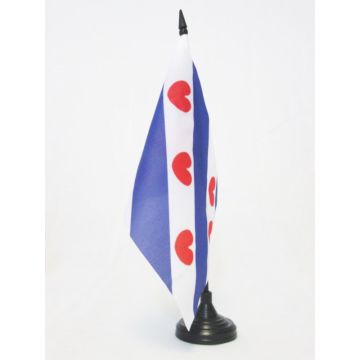 DRAPEAU DE TABLE PROVINCE DE FRISE 21x14cm - PETIT DRAPEAUX DE BUREAU FRIESLAND AUX PAYS-BAS 14 x 21 cm