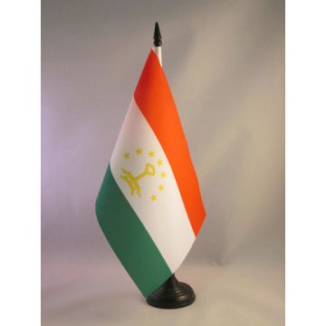 DRAPEAU DE TABLE TADJIKISTAN 21x14cm - PETIT DRAPEAUX DE BUREAU TADJIK 14 x 21 cm