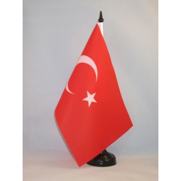 DRAPEAU DE TABLE TURQUIE 21x14cm - PETIT DRAPEAUX DE BUREAU TURC 14 x 21 cm