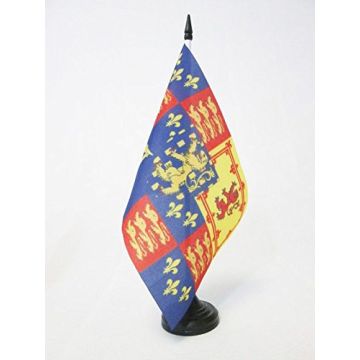 DRAPEAU DE TABLE ROYAL ROYAUME-UNI 1689-1702 WILLIAM III 21x14cm - PETIT DRAPEAUX DE BUREAU ROIS BRITANNIQUES 14 x 21 cm