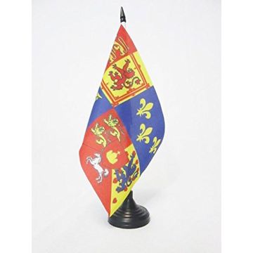 DRAPEAU DE TABLE ROYAL ROYAUME-UNI 1714-1801 MAISON D\'HANOVRE 21x14cm - PETIT DRAPEAUX DE BUREAU ROIS BRITANNIQUES 14 x 21 cm