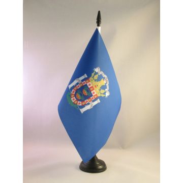 DRAPEAU DE TABLE MELILLA 21x14cm - PETIT DRAPEAUX DE BUREAU ESPAGNOL - ESPAGNE 14 x 21 cm