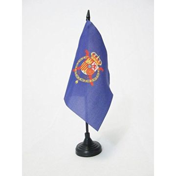 DRAPEAU DE TABLE ETENDARD DE JUAN CARLOS D\'ESPAGNE 15x15cm - PETIT DRAPEAUX DE BUREAU ROYAL ESPAGNOL 15 x 15 cm
