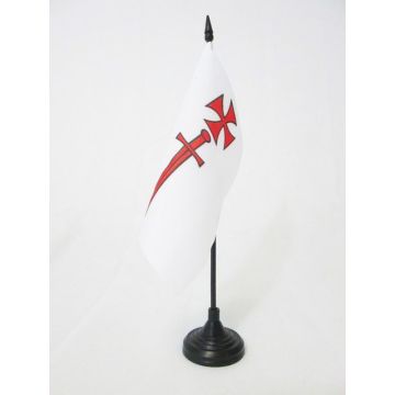 DRAPEAU DE TABLE ORDRE DES CHEVALIERS PORTE-GLAIVE 15x15cm - PETIT DRAPEAUX DE BUREAU ORDRE DES FRÍ?RES DE L\'Í?PÍ?E 15 x 15 cm