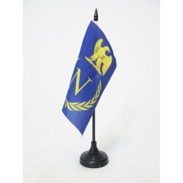 DRAPEAU DE TABLE BOUCLIER NAPOLÍ?ON BONAPARTE 15x15cm - PETIT DRAPEAUX DE BUREAU EMPIRE FRANÍ?AIS 15 x 15 cm