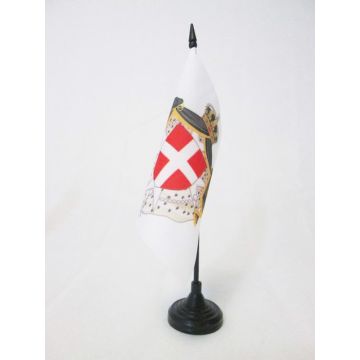 DRAPEAU DE TABLE ARMOIRIES ORDRE DE MALTE 15x15cm - PETIT DRAPEAUX DE BUREAU SAINT-JEAN DE JÍ?RUSALEM 15 x 15 cm
