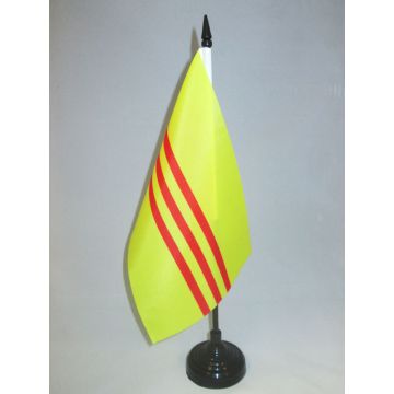 DRAPEAU DE TABLE SUD VIETNAM 21x14cm - PETIT DRAPEAUX DE BUREAU VIETNAMIEN - VIET NAM DU SUD 14 x 21 cm