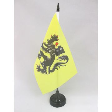 DRAPEAU DE TABLE FLANDRE 21x14cm - PETIT DRAPEAUX DE BUREAU FLAMAND - FLANDRES - BELGIQUE 14 x 21 cm