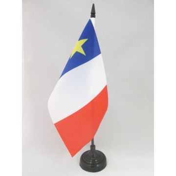 DRAPEAU DE TABLE ACADIE 21x14cm - PETIT DRAPEAUX DE BUREAU ACADIEN - CANADA 14 x 21 cm