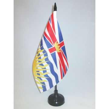 DRAPEAU DE TABLE COLOMBIE-BRITANNIQUE 21x14cm - PETIT DRAPEAUX DE BUREAU CANADIEN - CANADA 14 x 21 cm