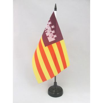 DRAPEAU DE TABLE ILES BALÉARES 21x14cm - PETIT DRAPEAUX DE BUREAU DE LAS ISLAS BALEARES - ESPAGNE 14 x 21 cm