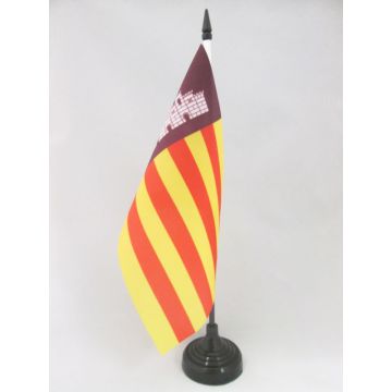 DRAPEAU DE TABLE MAYORQUE 21x14cm - PETIT DRAPEAUX DE BUREAU DE MALLORCA - ESPAGNE 14 x 21 cm