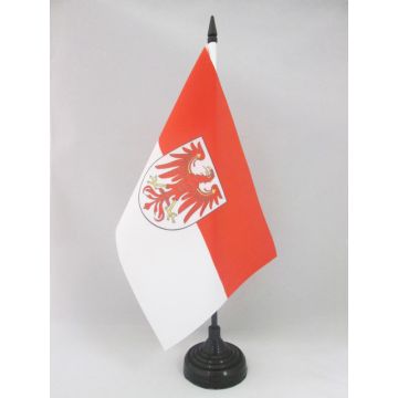 DRAPEAU DE TABLE BRANDEBOURG 21x14cm - PETIT DRAPEAUX DE BUREAU BRANDENBURG - LAND ALLEMAGNE 14 x 21 cm