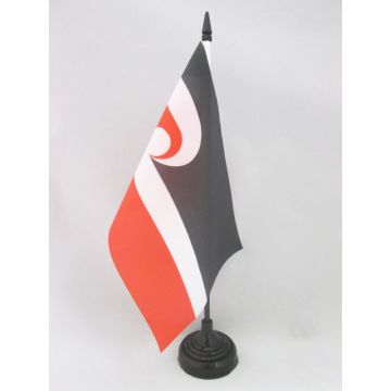 DRAPEAU DE TABLE MAORI 21x14cm - PETIT DRAPEAUX DE BUREAU NÉO-ZÉLANDAIS - NOUVELLE-ZÉLANDE 14 x 21 cm