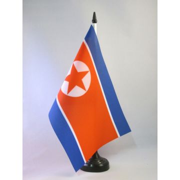 DRAPEAU DE TABLE CORÉE DU NORD 21x14cm - PETIT DRAPEAUX DE BUREAU NORD CORÉEN 14 x 21 cm