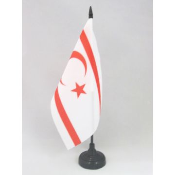 DRAPEAU DE TABLE CHYPRE DU NORD 21x14cm - PETIT DRAPEAUX DE BUREAU CHYPRIOTE 14 x 21 cm