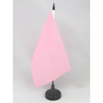 DRAPEAU DE TABLE UNICOLORE ROSE 21x14cm - PETIT DRAPEAUX DE BUREAU DE COULEUR ROSE 14 x 21 cm