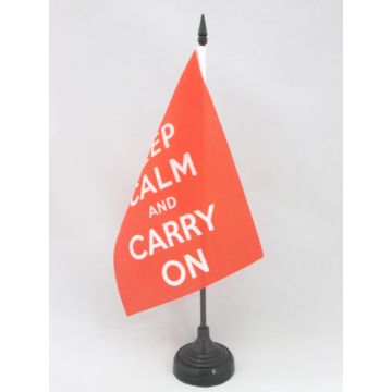 DRAPEAU DE TABLE KEEP CALM AND CARRY ON 21x14cm - PETIT DRAPEAUX DE BUREAU ANGLAIS - ROYAUME-UNI - UK 14 x 21 cm