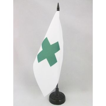 DRAPEAU DE TABLE CROIX VERTE INTERNATIONALE 21x14cm - PETIT DRAPEAUX DE BUREAU ENVIRONNEMENTAL 14 x 21 cm