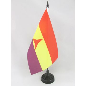 DRAPEAU DE TABLE ESPAGNOL RÉPUBLICAIN BRIGADES INTERNATIONALES 21x14cm - PETIT DRAPEAUX DE BUREAU ESPAGNE RÉPUBLICAINE 14 x 21 cm