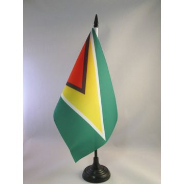 DRAPEAU DE TABLE GUYANA 21x14cm - PETIT DRAPEAUX DE BUREAU GUYANIEN 14 x 21 cm