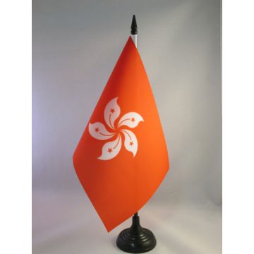 DRAPEAU DE TABLE HONG KONG 21x14cm - PETIT DRAPEAUX DE BUREAU HONGKONGAIS 14 x 21 cm